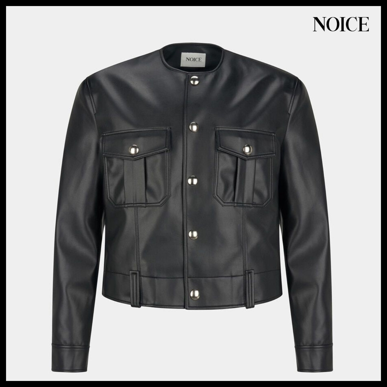【NOICE】M Pure Collar Leather Jacket Black