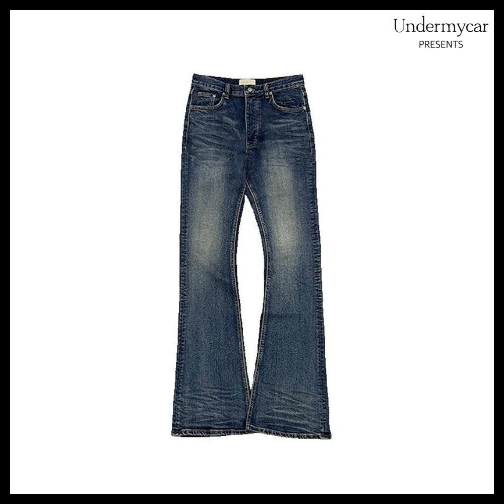 【Undermycar】Mu.114 Original Logo Washed Slim Flare Jeans