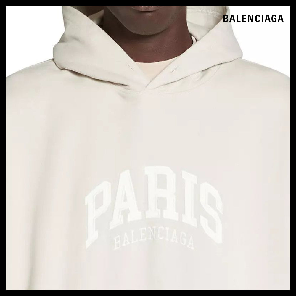 【BALENCIAGA】Cities Paris Hoodie Oversized Light Beige