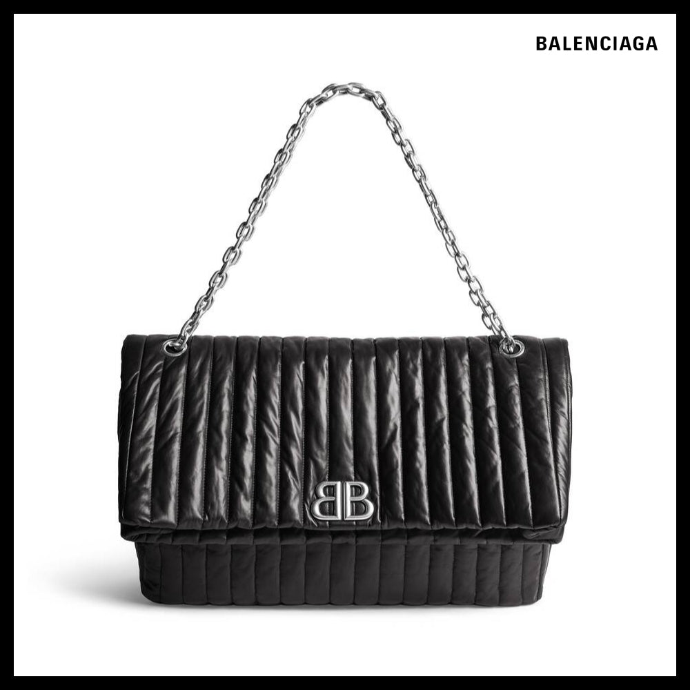 【BALENCIAGA】Monaco Large Chain Bag Quilted Black