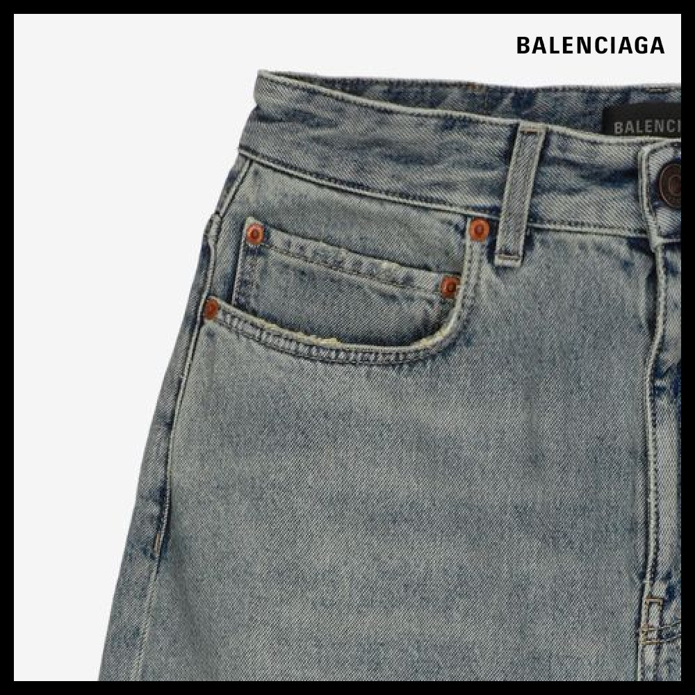 【BALENCIAGA】Low Crotch Denim Pants Blue Rust
