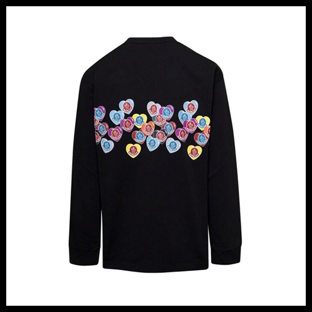 【MONCLER】Heart Logo Printed Crewneck Long Sleeve Black Men