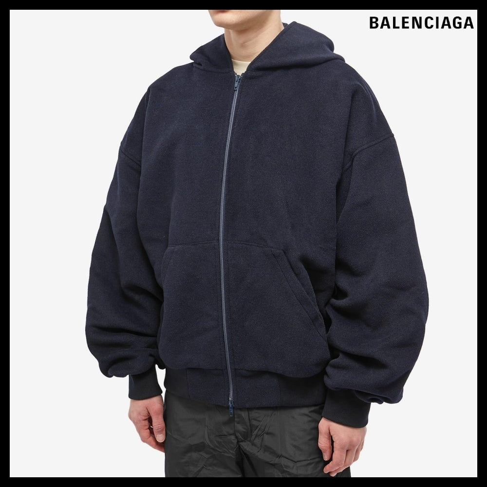 【BALENCIAGA】Zip-Up Hoodie Large Fit Black