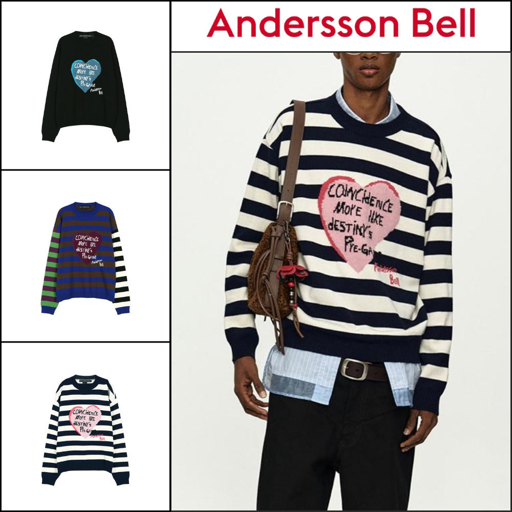 【ANDERSSON BELL】Boys Heart Message Crew-Neck Sweater