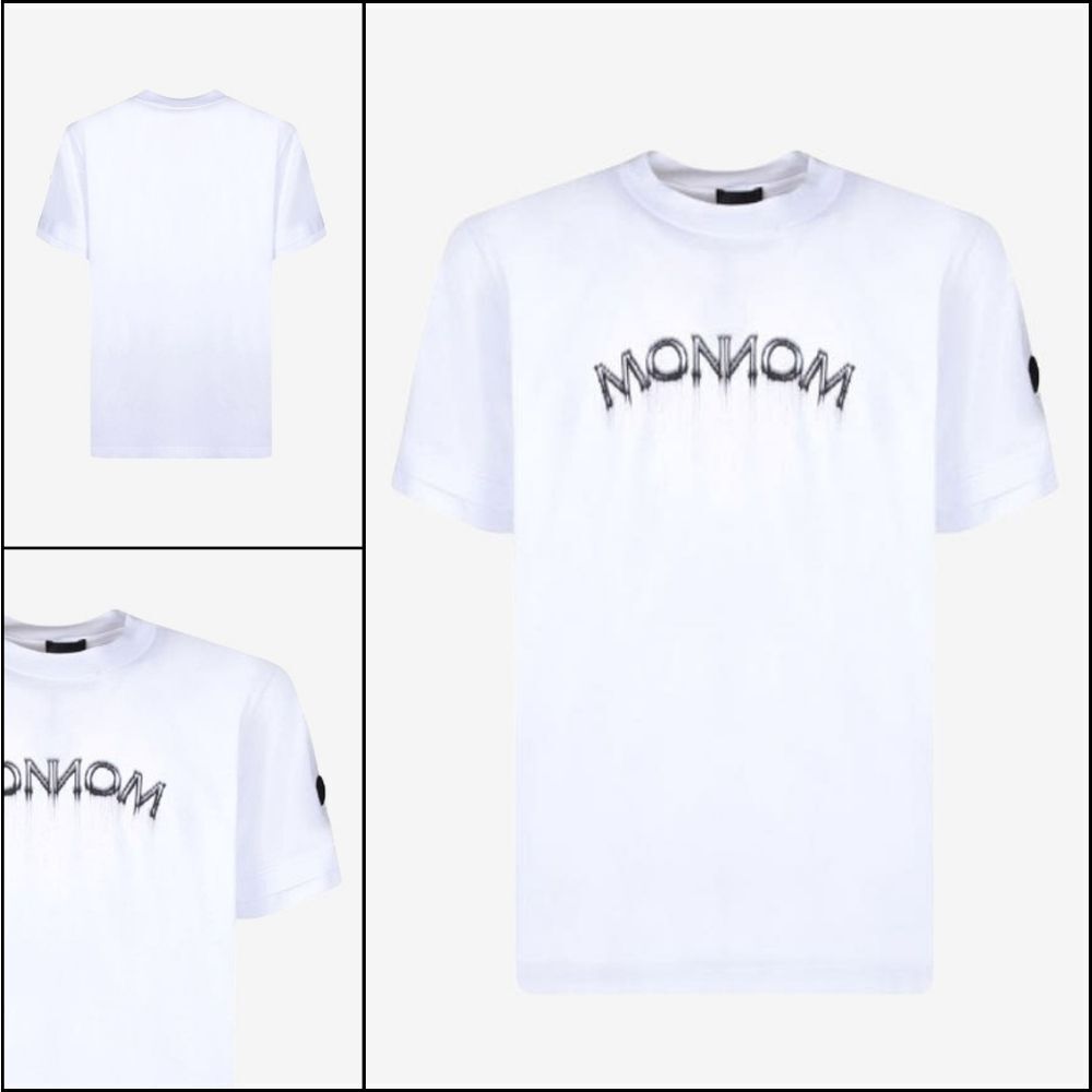 【MONCLER】Lettering Embroidered Logo Short Sleeve T-Shirt