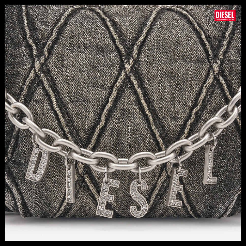 【DIESEL】Charm-D-S Denim Shoulder Bag - Black