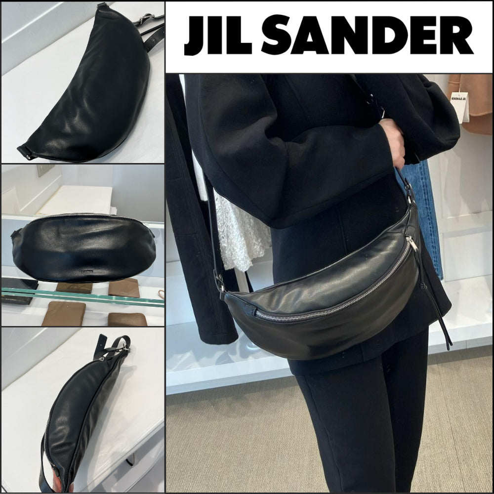 【JIL SANDER】Waist Bag Large Black Leather Bag