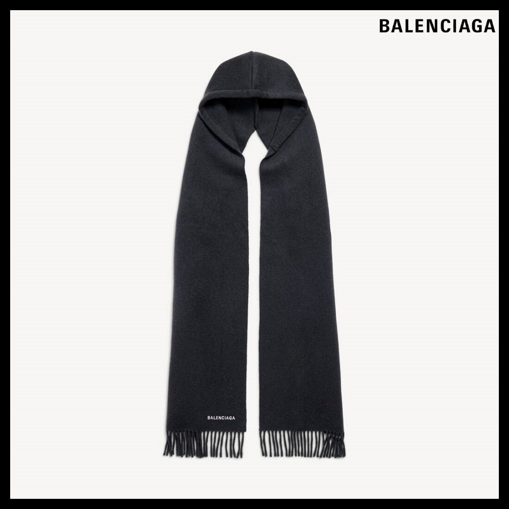 【BALENCIAGA】Hooded Scarf Black