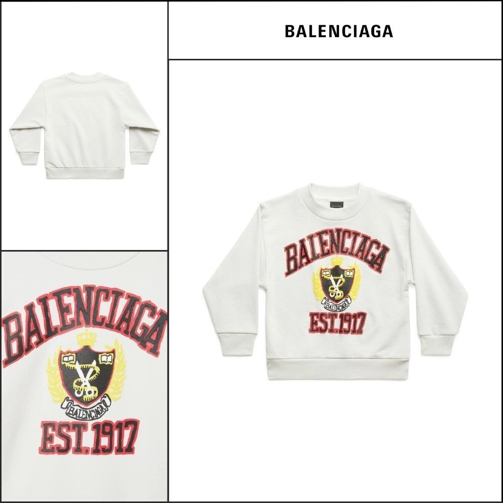 【BALENCIAGA】Kids DIY College Sweatshirt White