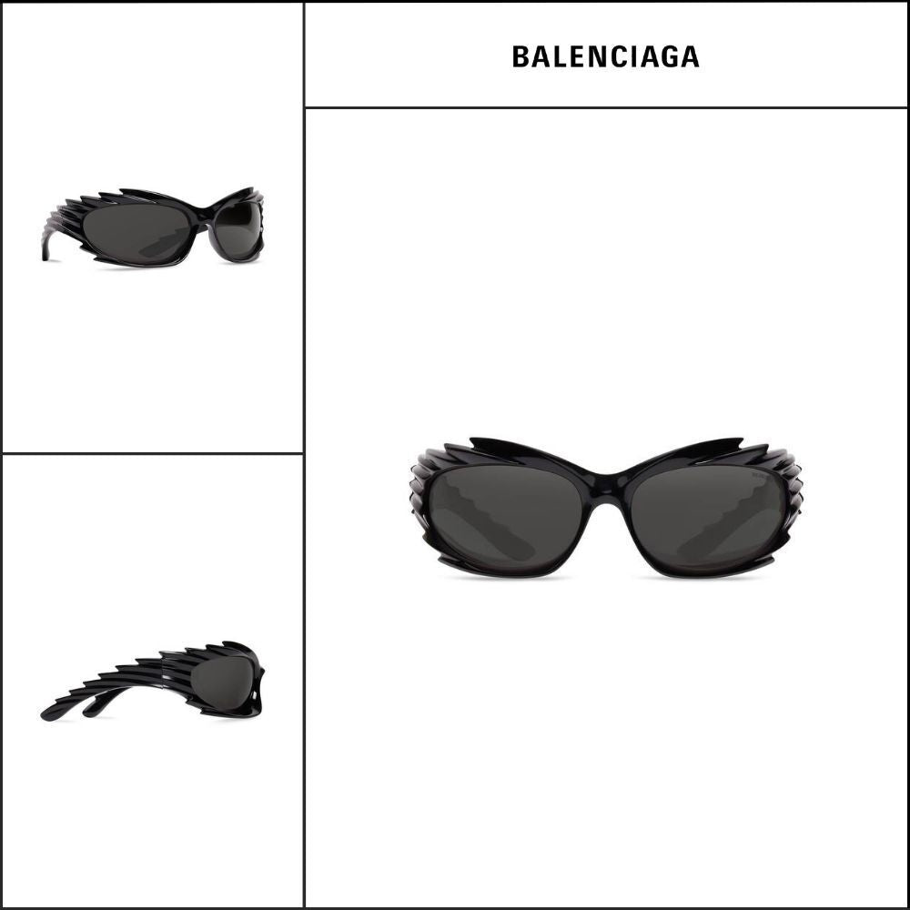 【BALENCIAGA】Black Spike Rectangle Sunglasses