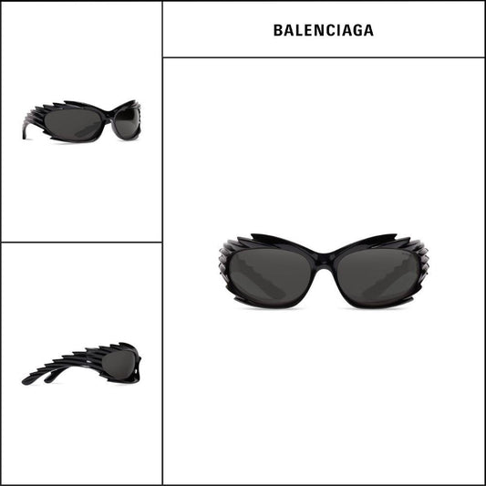 【BALENCIAGA】Black Spike Rectangle Sunglasses