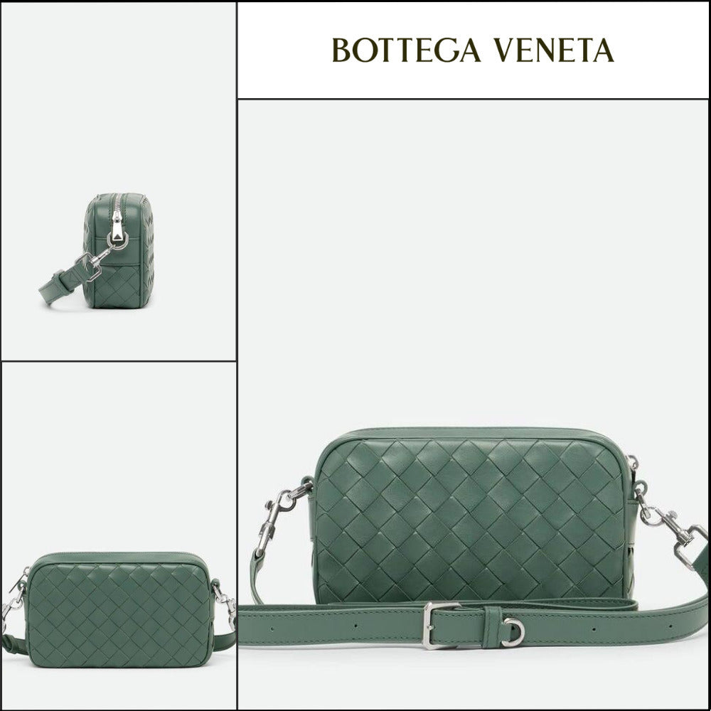 【BOTTEGA VENETA】MINI INTRECCIATO CAMERA BAG ALOE
