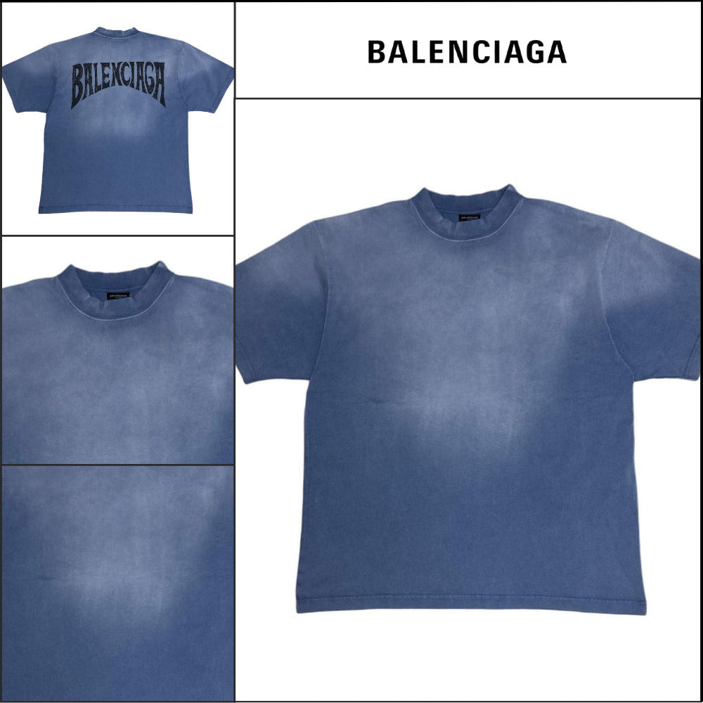 【BALENCIAGA】Hand-Drawn T-shirt Blue