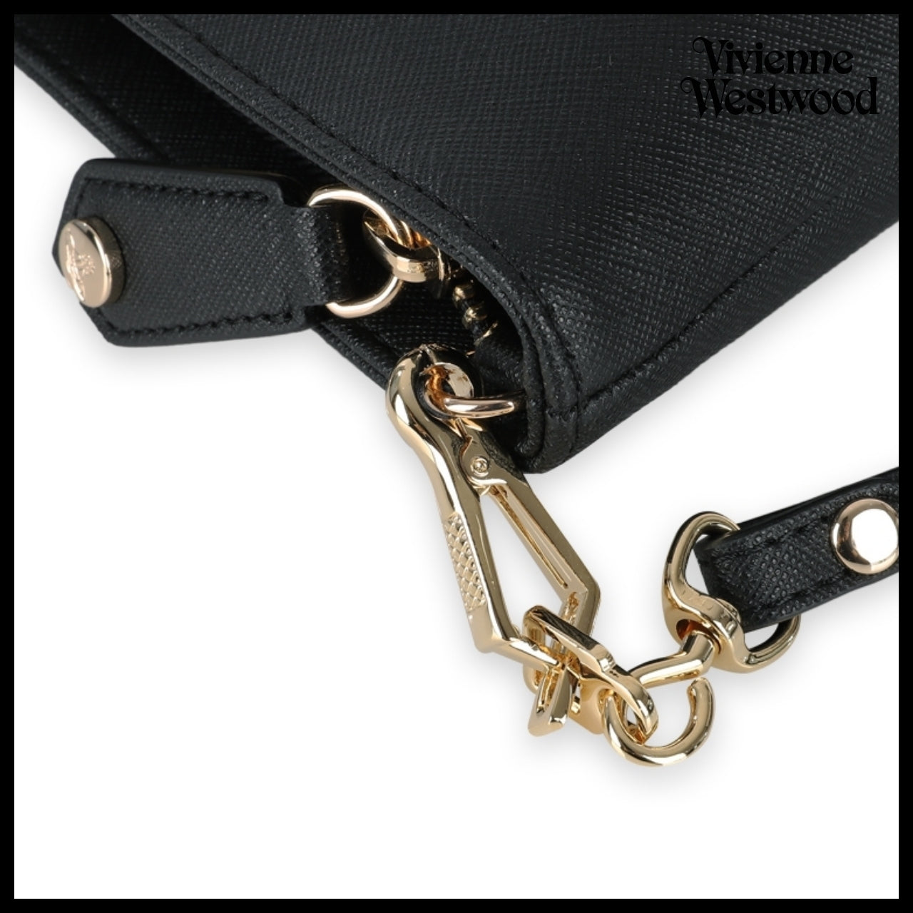 【Vivienne Westwood】Square Crossbody Bag Black Gold