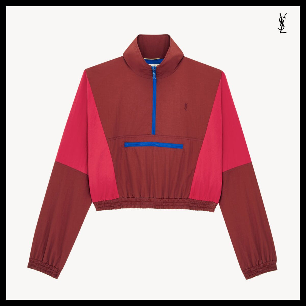 【Saint Laurent】Nylon Faille CASSANDRE Cropped Windbreaker