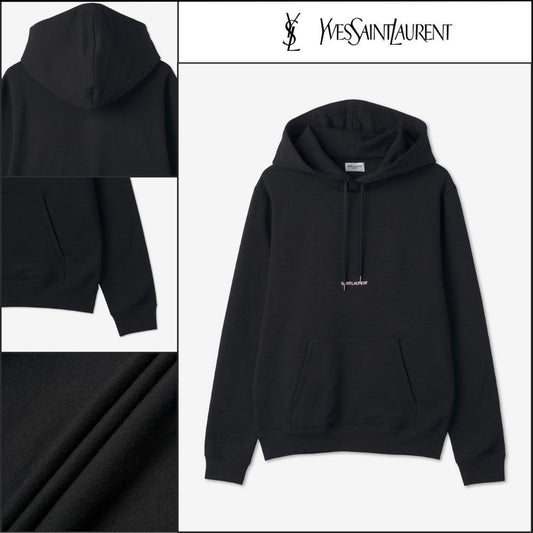 【Saint Laurent】ロゴ リブ ゴーシュ フーディー ブラック