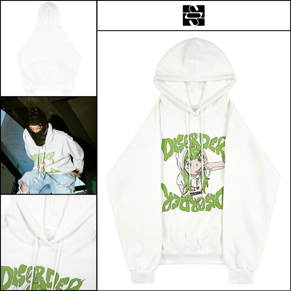 【SUNDAYOFFCLUB】I Love Techno Hoodie Off White