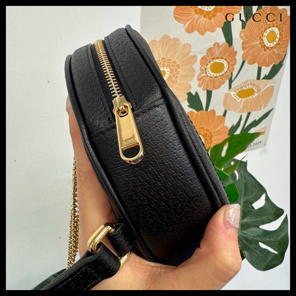 【GUCCI】Ophidia Web Round Mini Chain Backpack Black