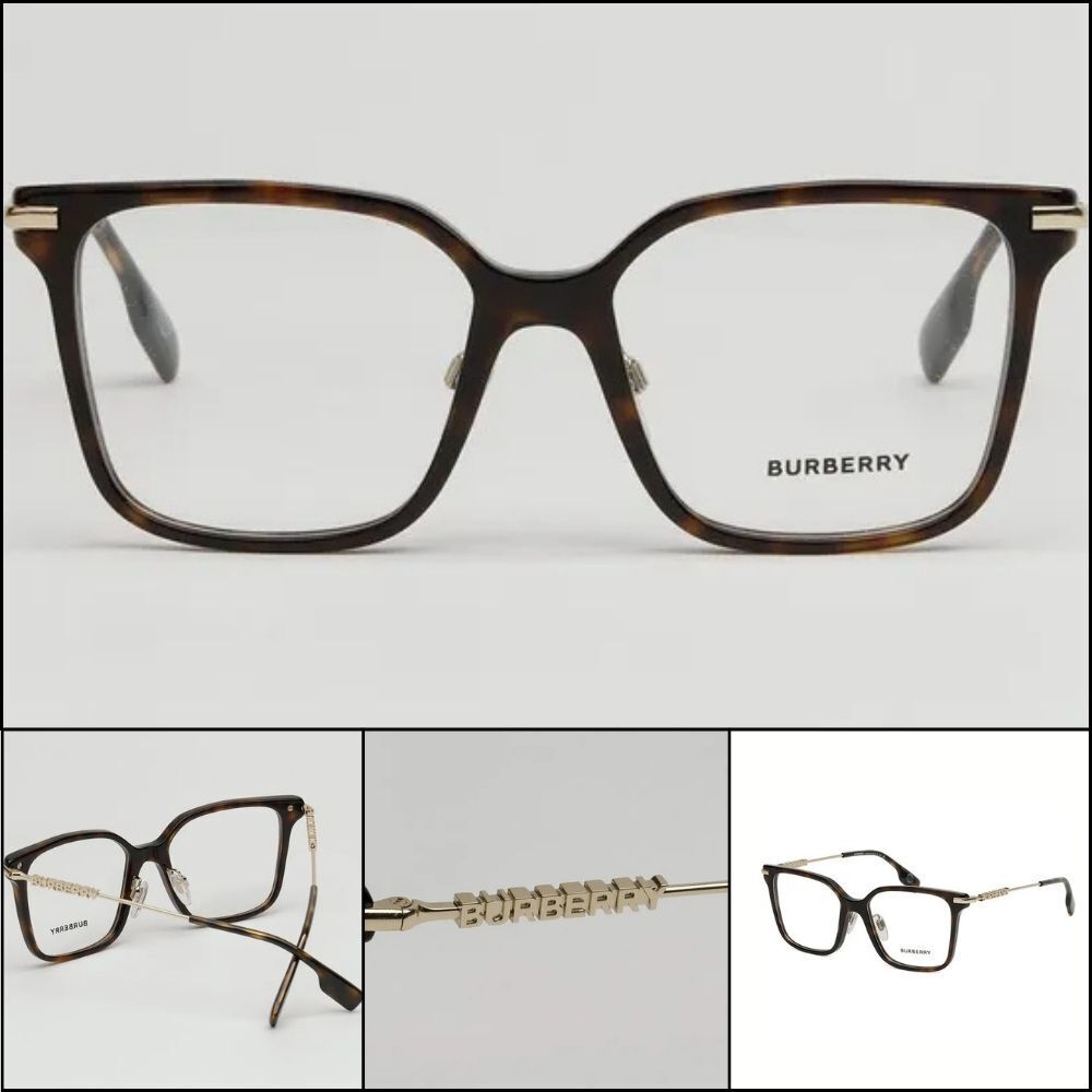 【Burberry】Square Dark Lightweight Horn-Rimmed Eyeglasses