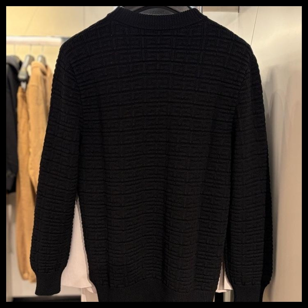 【GIVENCHY】Jacquard Wool Knit Sweater Black