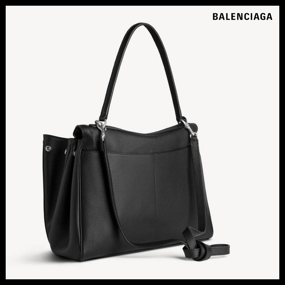 【BALENCIAGA】Rodeo Grained Calfskin Handbag Medium Black