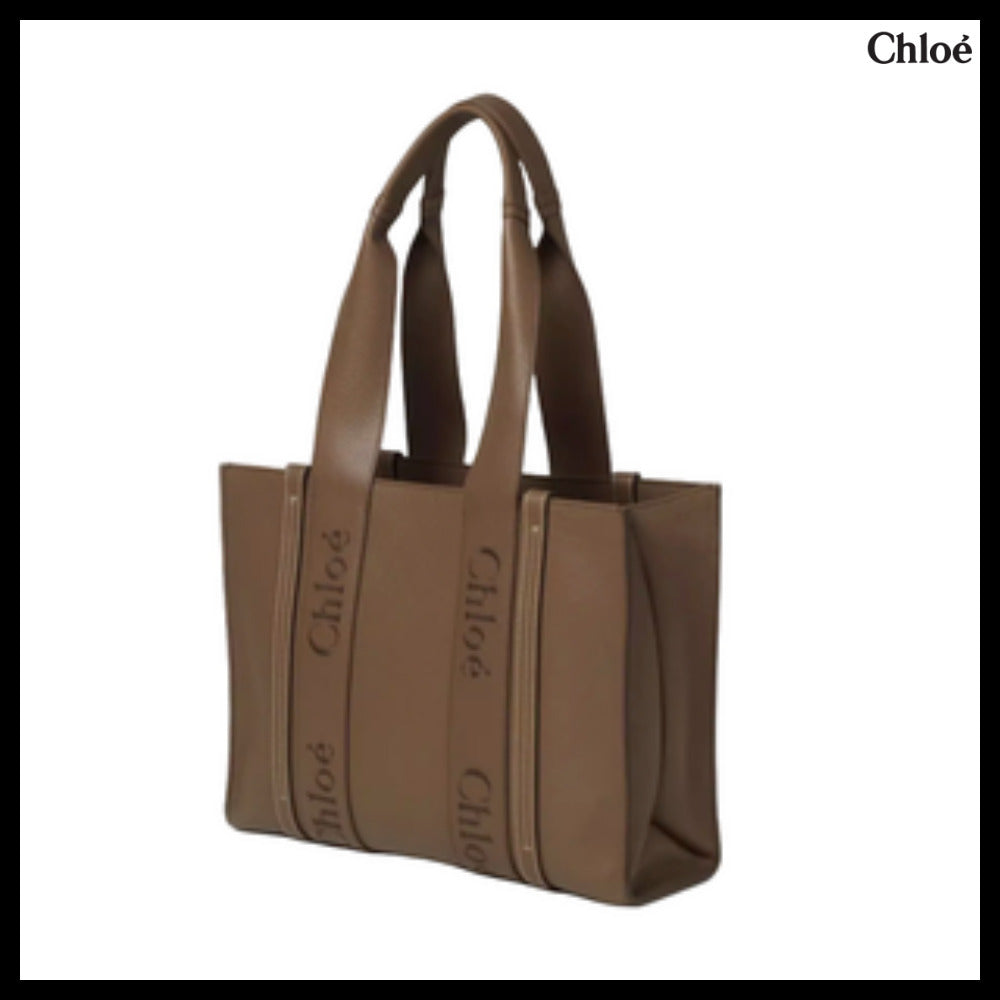 【Chloe】Woody Medium Tote Bag Dark Nut
