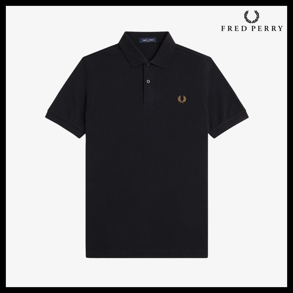 【FRED PERRY】Plain Fred Perry Shirt Black Dark Caramel