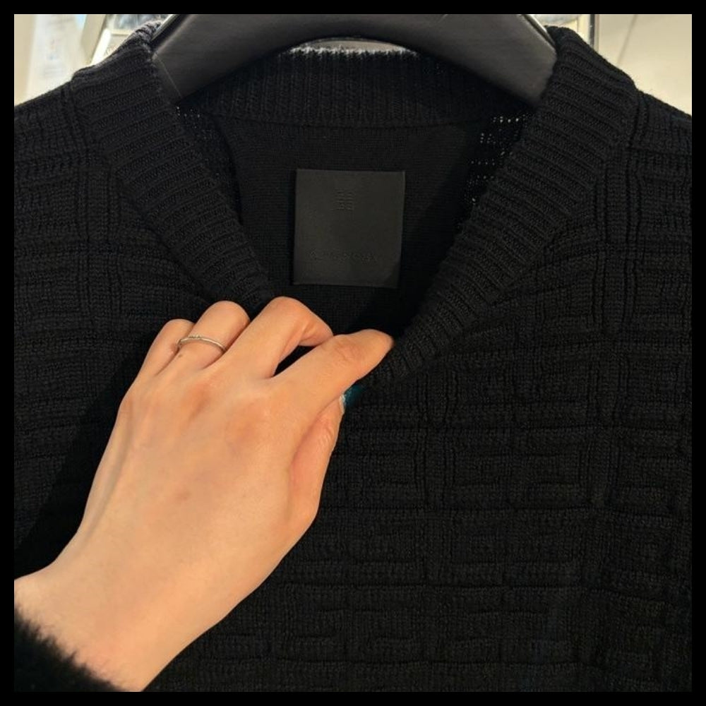 【GIVENCHY】Jacquard Wool Knit Sweater Black