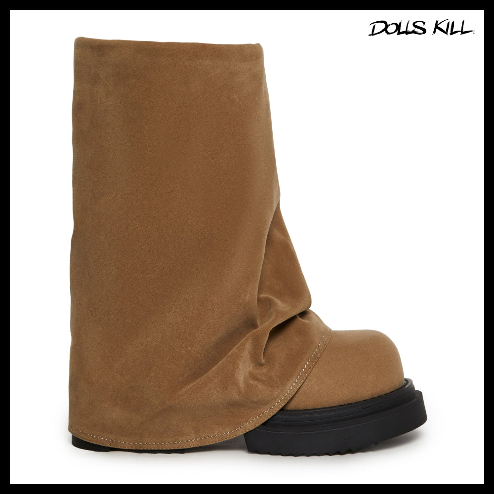 ◆DOLLS KILL◆DARKER WAVS Ego Foldover Boots Brown