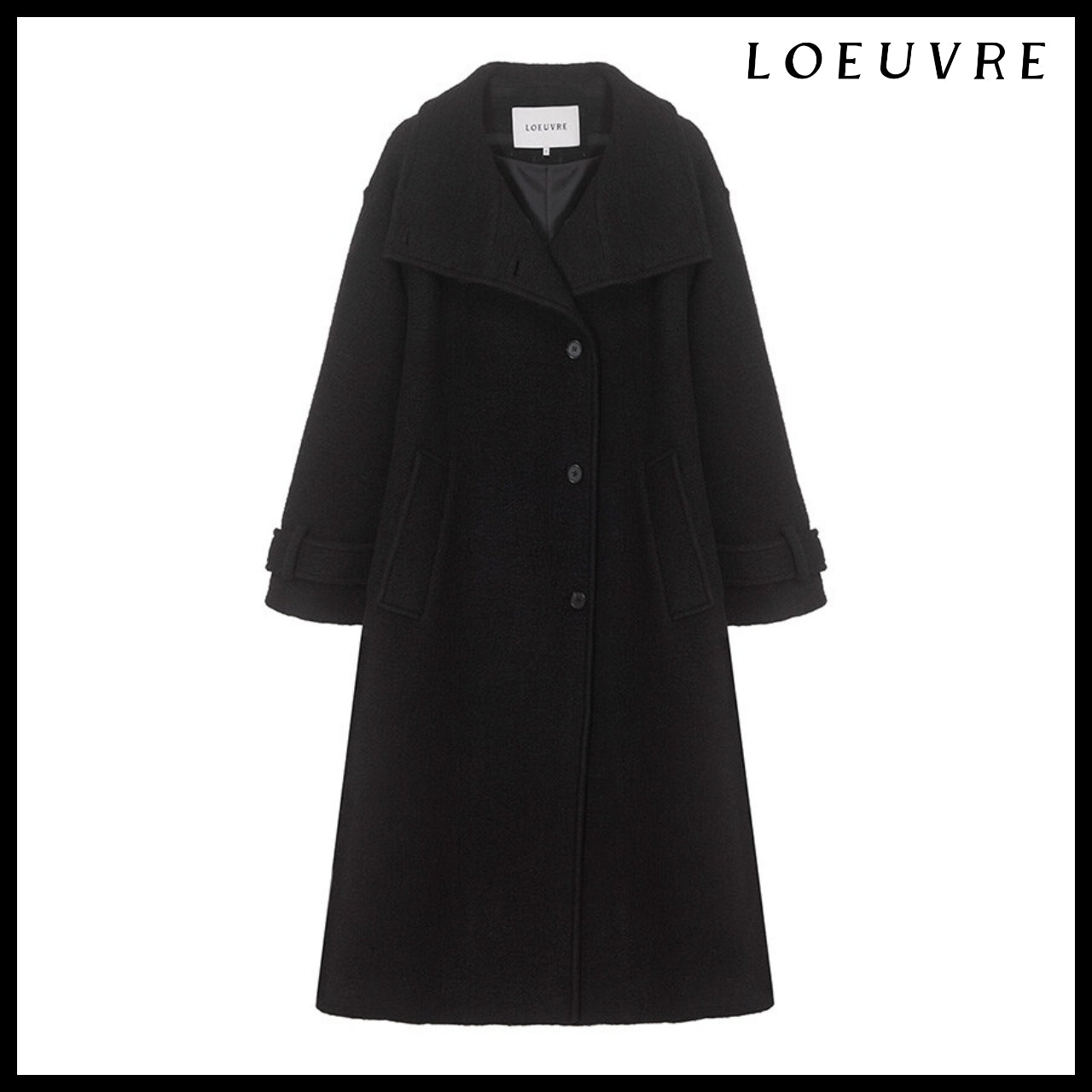 【LOEUVRE】Belted High-Neck Long Coat 3Colors