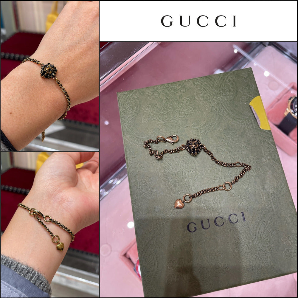 【GUCCI】Lion Head Chain Bracelet Gold