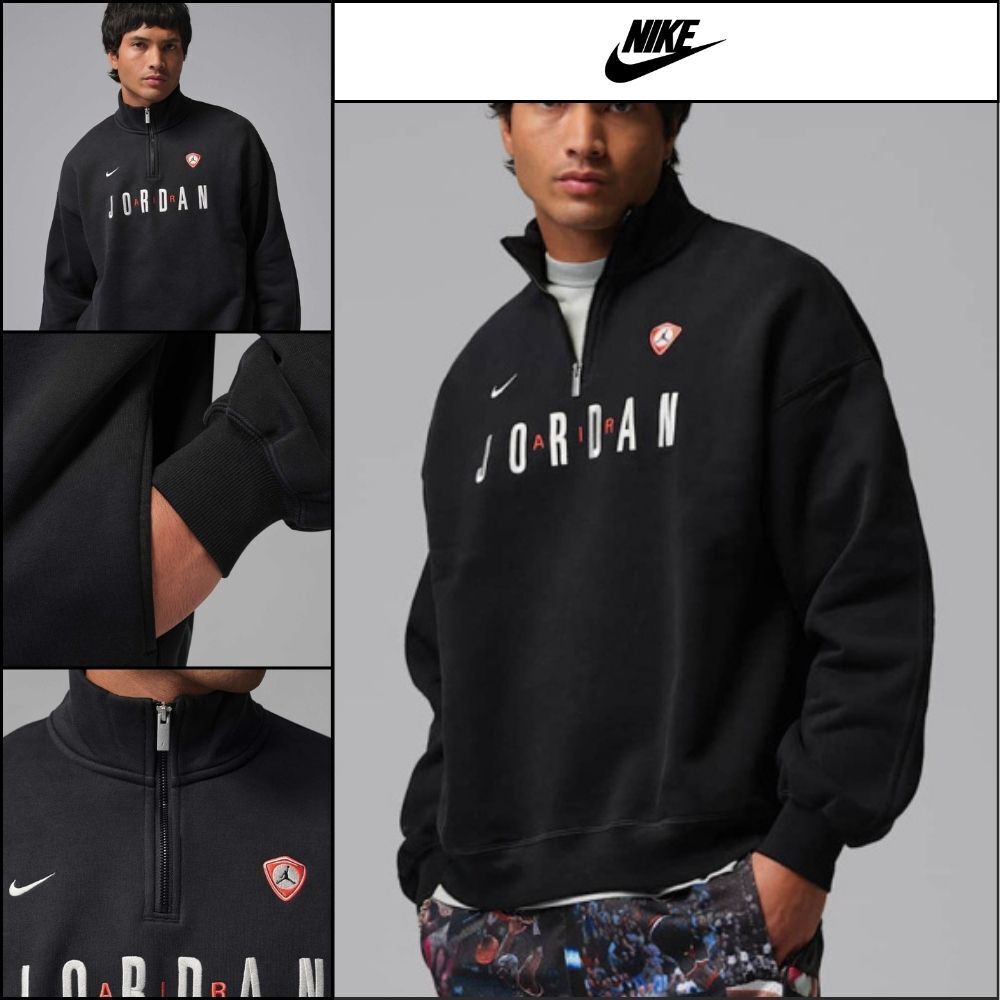 【NIKE】Flight Graphic Fleece 1/4 Zip M Black Street