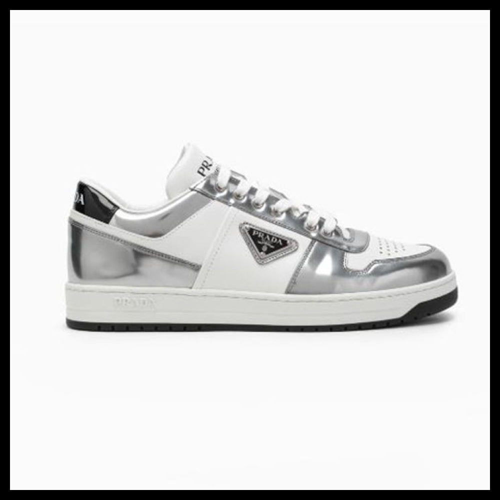 【PRADA】Triangle Logo Sneakers Silver Men's