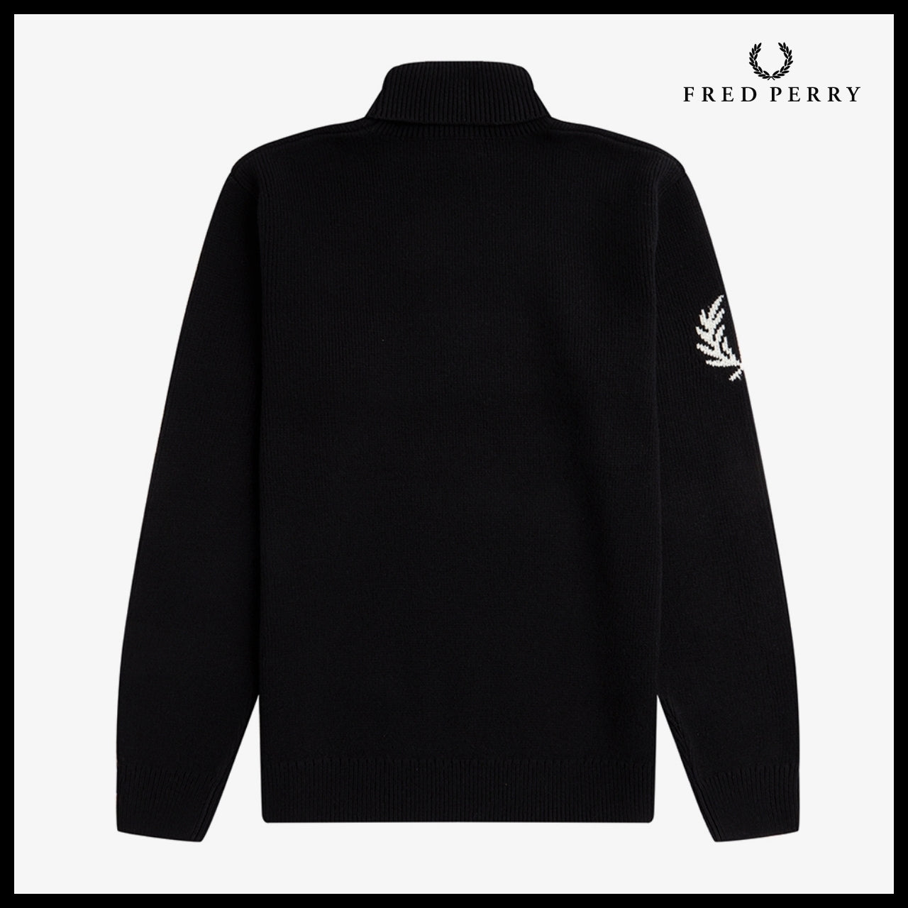 【FRED PERRY】Laurel Wreath Roll Neck Knit Black