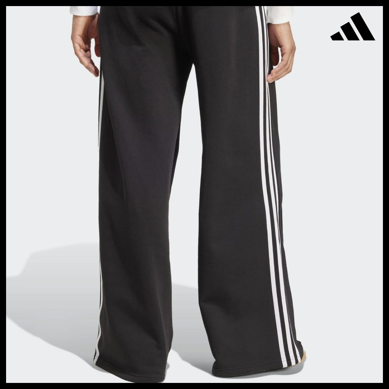 【ADIDAS】Three Stripes Black White Wide Sweat Pants