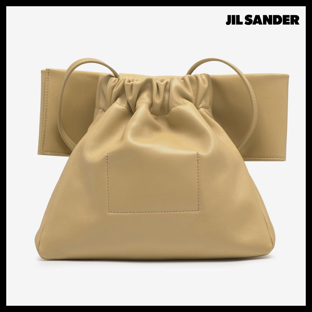 【JIL SANDER】Medium bow ribbon shoulder bag golden granola