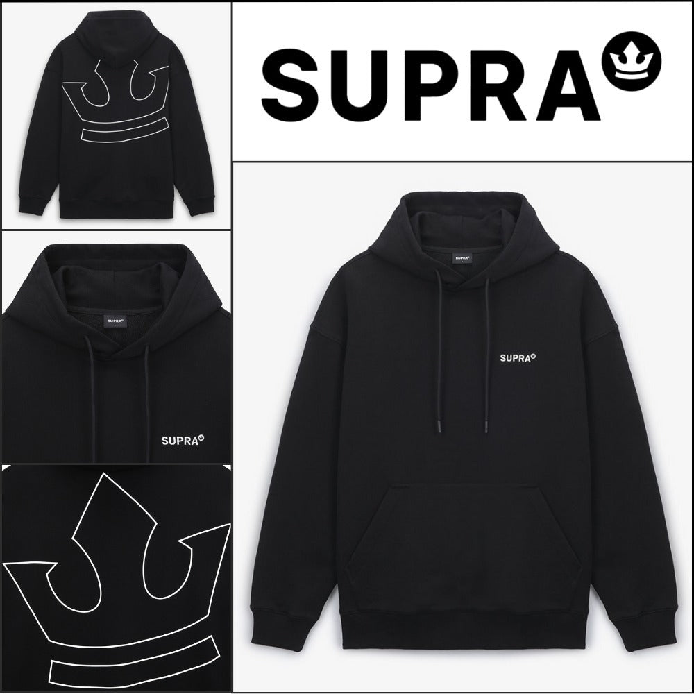 【SUPRA】CROWN MEGA LINE LOGO HOODIE BLACK
