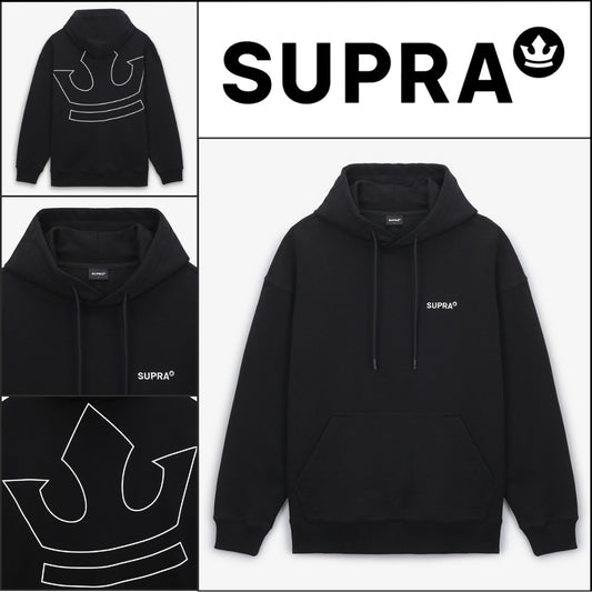 【SUPRA】CROWN MEGA LINE LOGO HOODIE BLACK