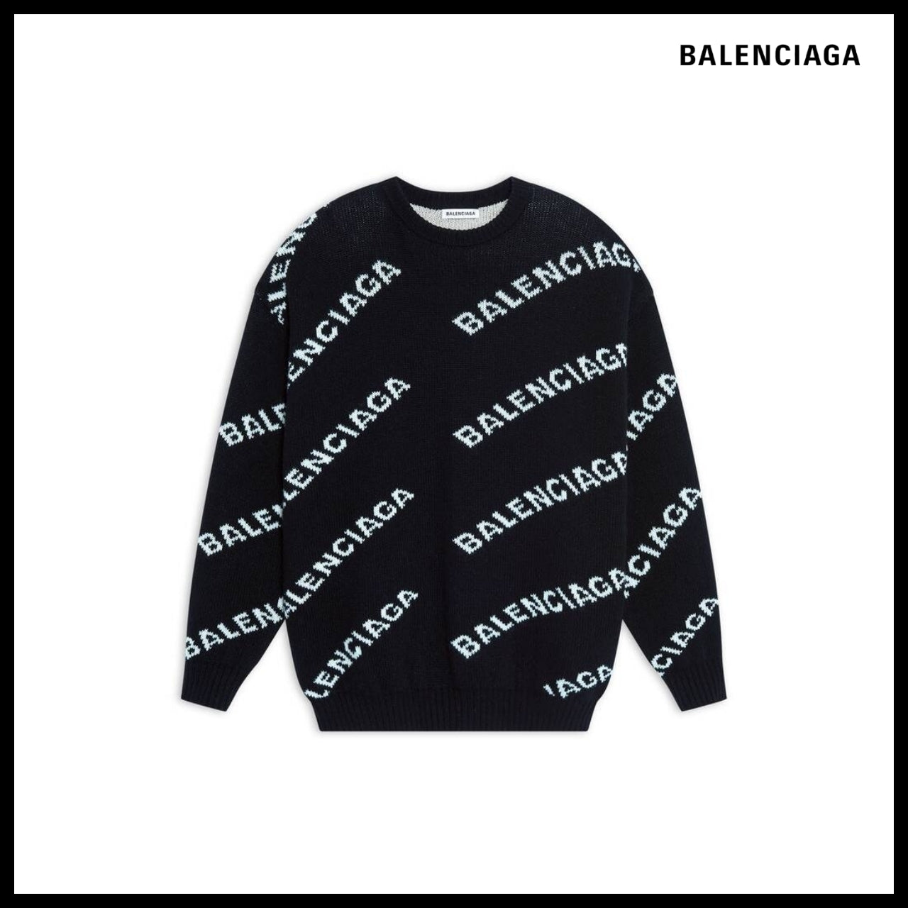 【BALENCIAGA】Allover Logo Sweater Black