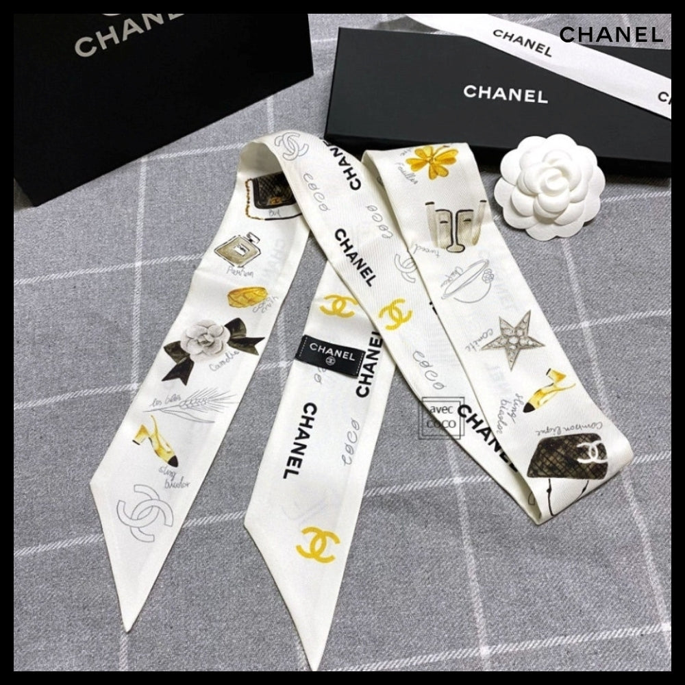 【CHANEL】Silk Slim Bandeau Twilly Scarf