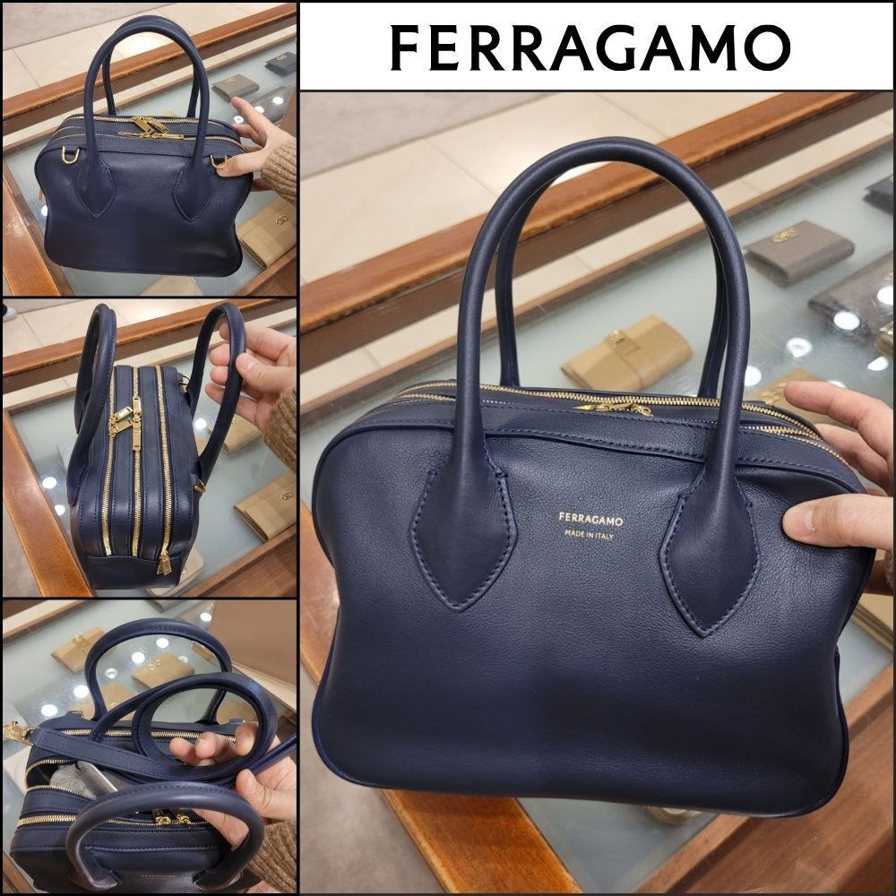 【Ferragamo】Gancini STAR TH tote bag midnight