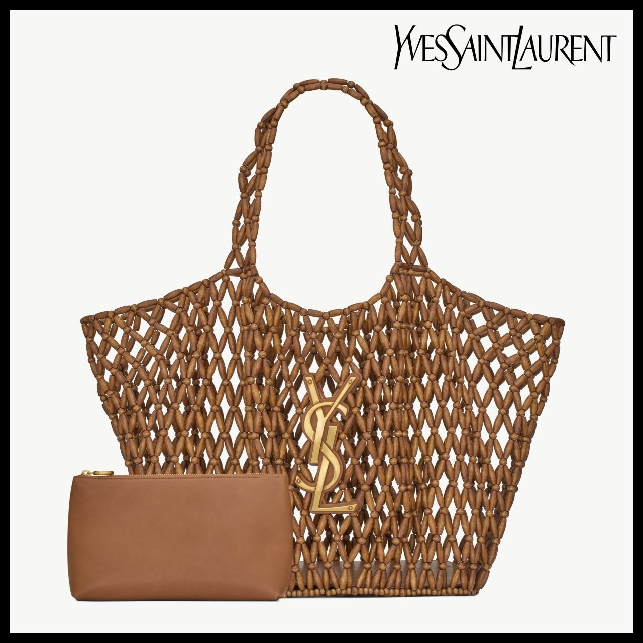 【Saint Laurent】Wood Beads ICARE Medium Bag