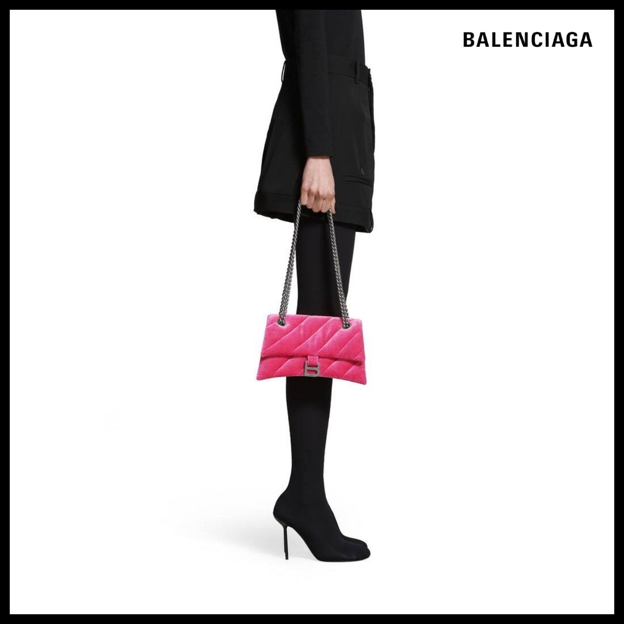 【BALENCIAGA】Crush Small Chain Bag Quilted Velvet Jersey