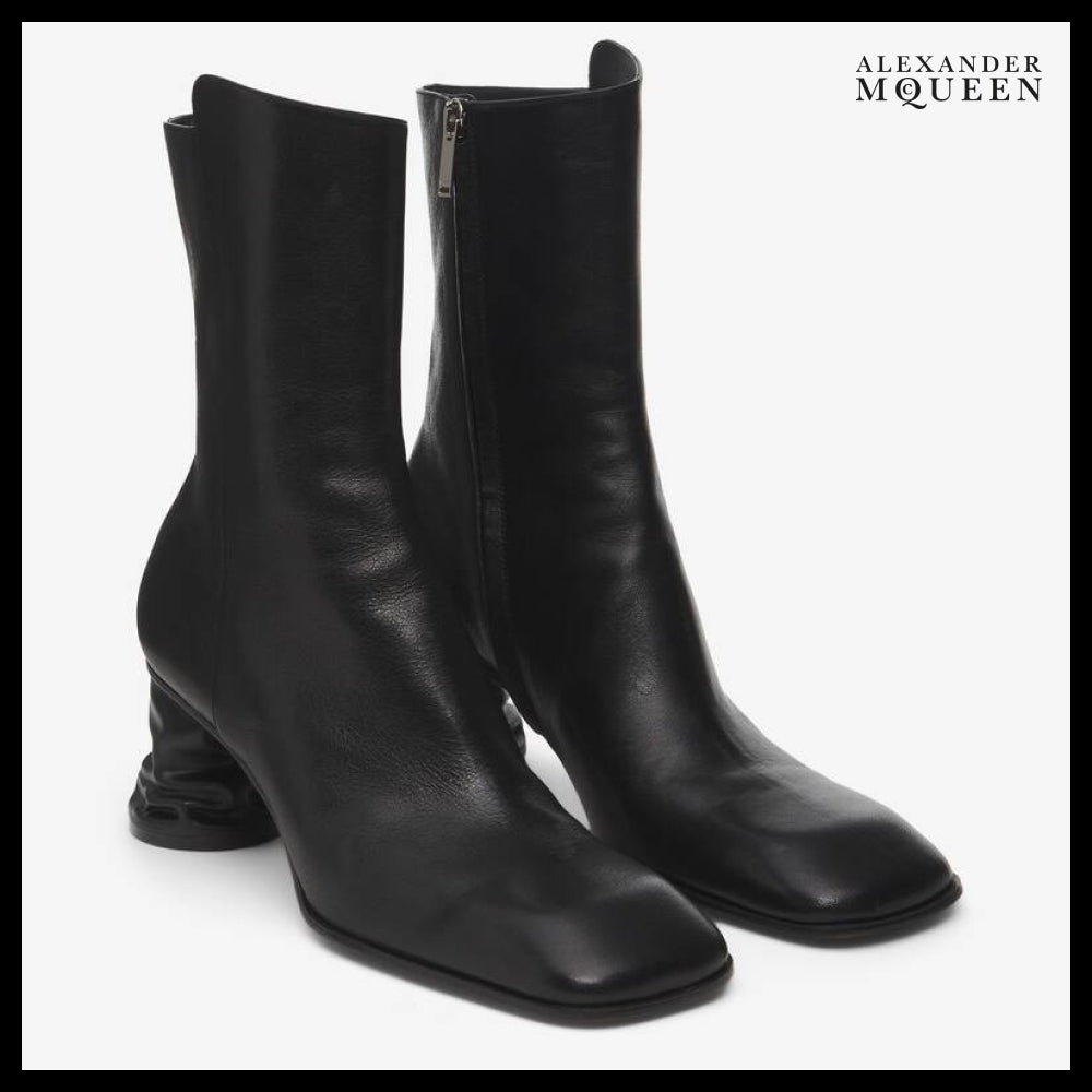 【Alexander Mcqueen】Crush Ankle Boots Black