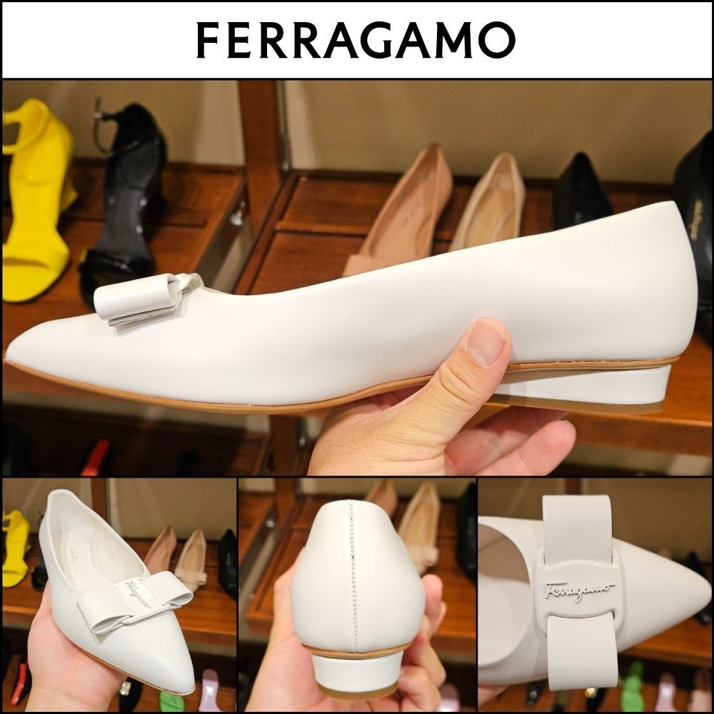 【Ferragamo】VIVA NEW ballerina flat shoes white