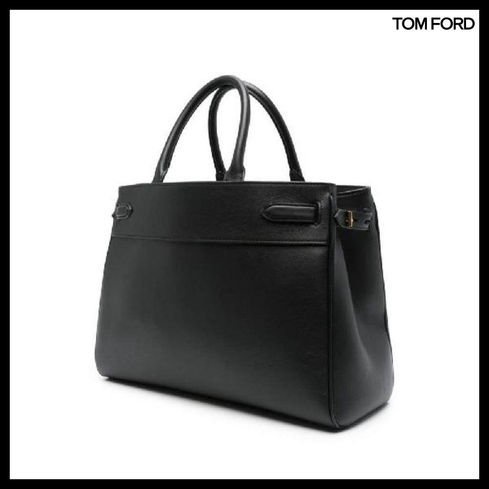 【TOM FORD】GRAIN LEATHER LARGE TOP HANDLE BAG