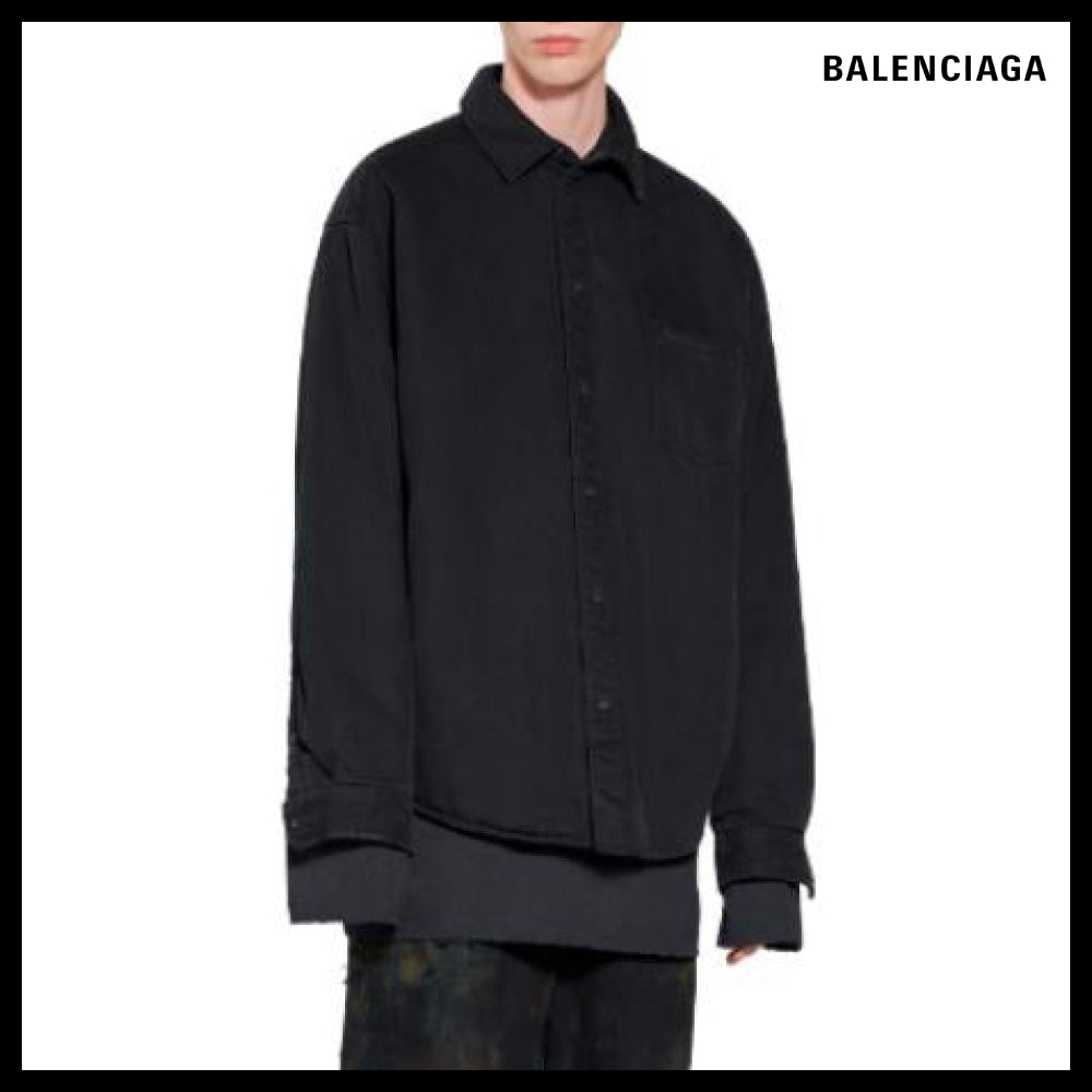 【BALENCIAGA】Padded Shirt Large Fit Black