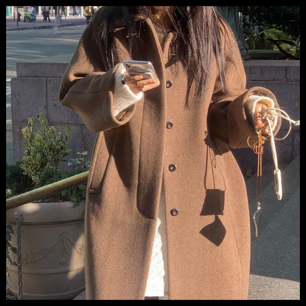 【HAAG】A Wool Single Coat Brown