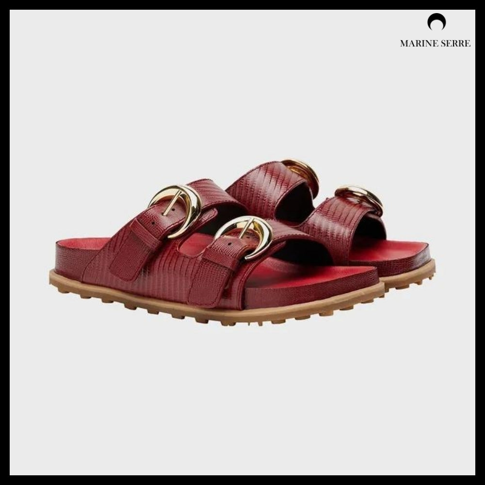【MARINE SERRE】Men's LIZARD PRINTED LEATHER MS SLIDE RD10