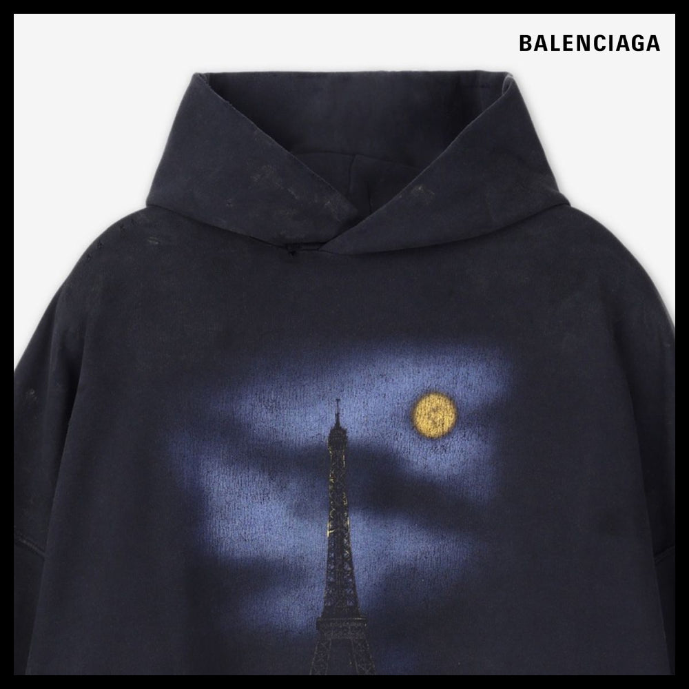 【BALENCIAGA】Large Fit Hoodie Washed Black